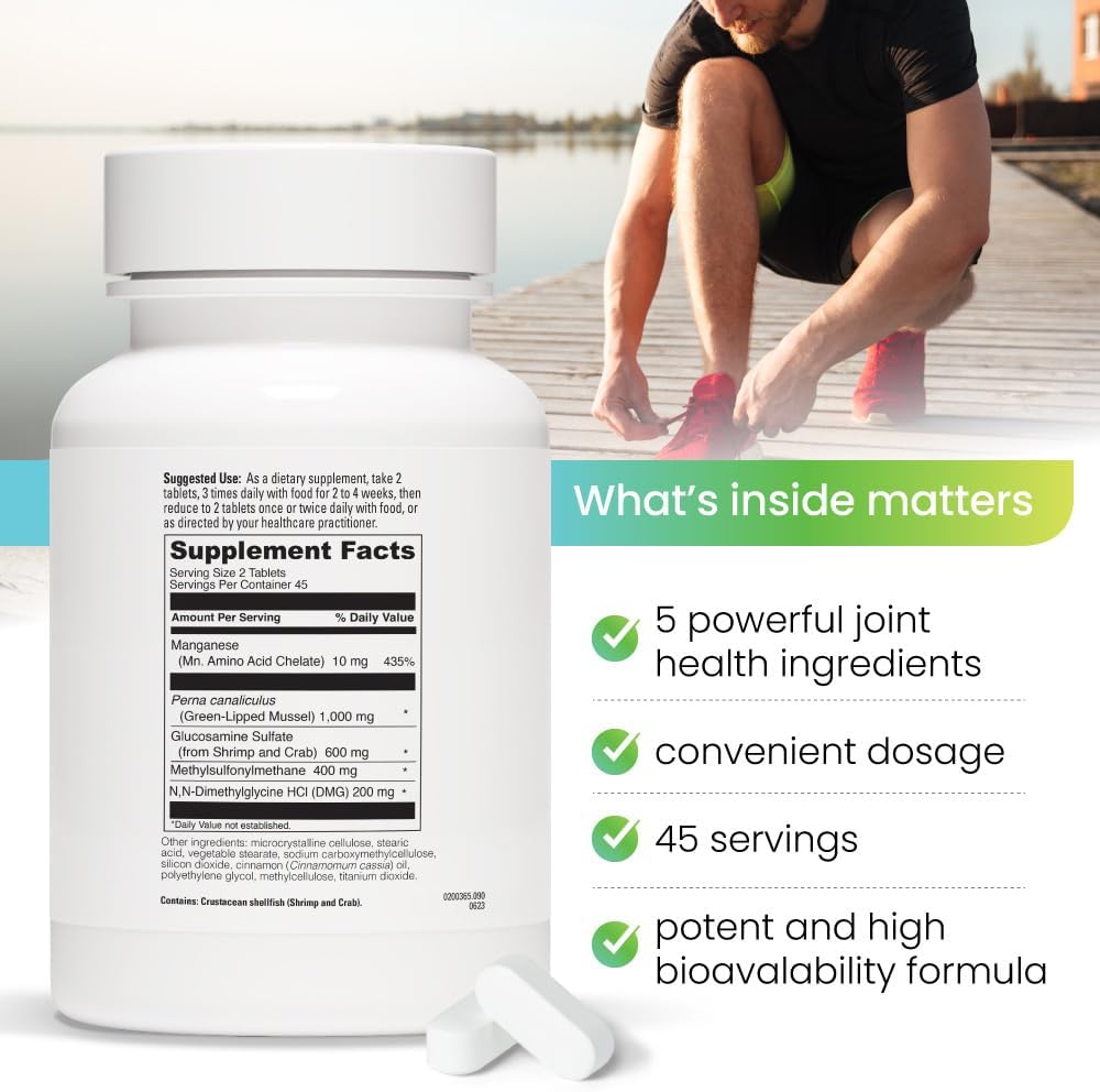 REVITALIZE Mobility + Advanced Joint & Connective Tissue Support Formula Inflammation, Joint Care & Relief, Heart & Immune Support, Perna Canaliculus, Glükosamiin, MSM, DMG- 90 tabletid