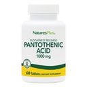 NaturesPlus pantoteenhape, püsiv vabanemine - 1000 mg, 60 tabletti - suure tugevusega vitamiin B5 täiendus - taimetoitlane, gluteenivaba - 60 serveerimist