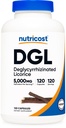 Nutrikost DGL deglütsürritsiinitud lagritsaekstrakti kapslid (500 mg ekstrakt, mis vastab 5 000 mg lagritsale, 120 serveerimisele) - Non GMO, Vegan