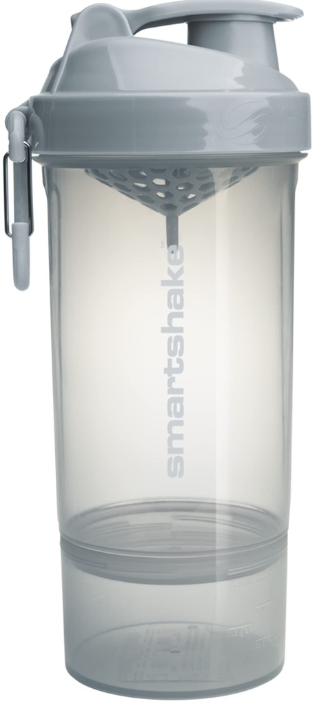 Smartshake O2GO ONE Plastic Protein Shaker Pudel 800 ml | 27oz - Leakproof Screw-on Lid - BPA Free - Unisex - Mist Gray