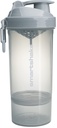 Smartshake O2GO ONE Plastic Protein Shaker Pudel 800 ml | 27oz - Leakproof Screw-on Lid - BPA Free - Unisex - Mist Gray