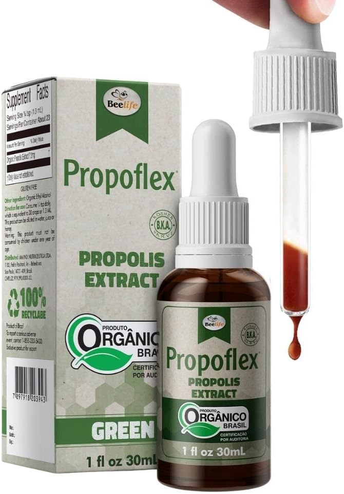 Beelife Propoflex Orgaaniline Propolis ekstrakt - kõrge Artepillin-C tase, Antioksüdant-rikas täiendus üldise heaolu - Natural & Kosher-sõbralik toidulisand - valmistatud Brasiilias, 1 Fl. Oz.
