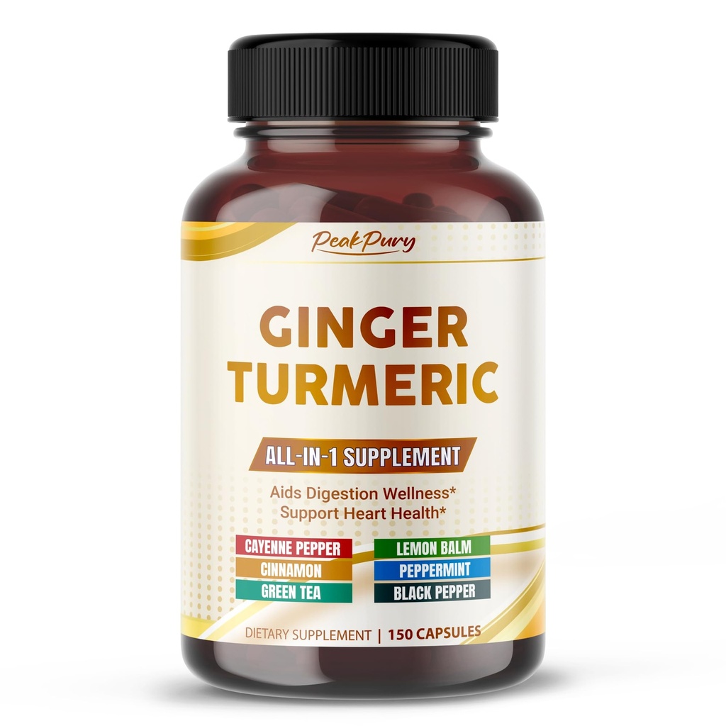 Ultra Ginger & Kurkum Aids Seedimine & Toetab Südame Tervist - Sisaldab Cayenne Pepper, Lemon Balm, Kaneel, Piparmünt, Roheline Tee - Valmistatud USA-s - 150 kapslit