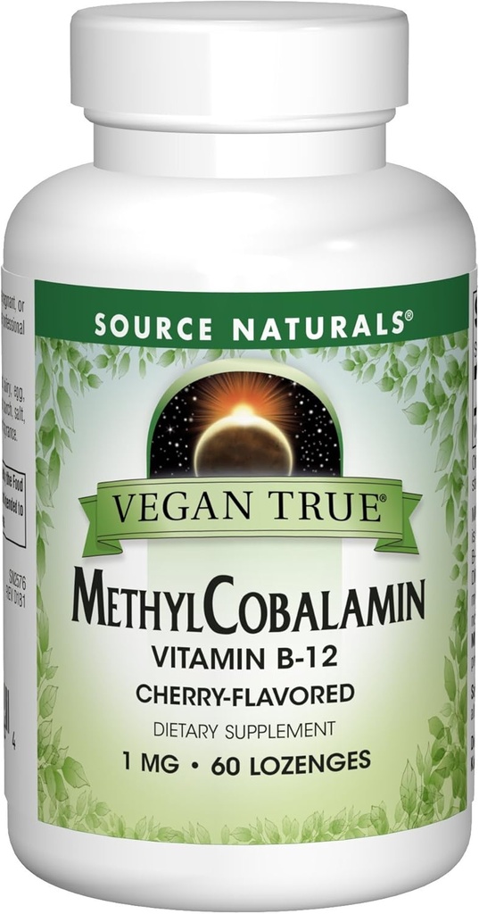 Allikas Naturals Vegan Methyl Cobalmin, Vitamiin B-12 Kirss Maitsestatud Dieet Lisand, 1 Mg - 60 Lozenges