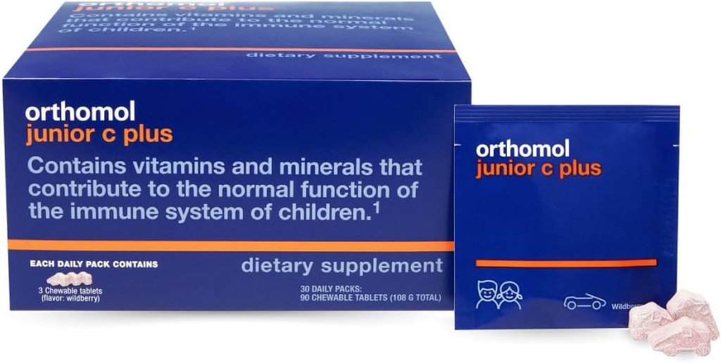 Orthomol Immun Junior C Plus, laste multivitamiin, Wildberry Maitse, 30-päevane pakkumine