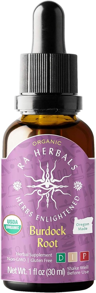 Ra Herbals Organic Burdock Root Vedelik Extract - Detox Support - 1 fl oz