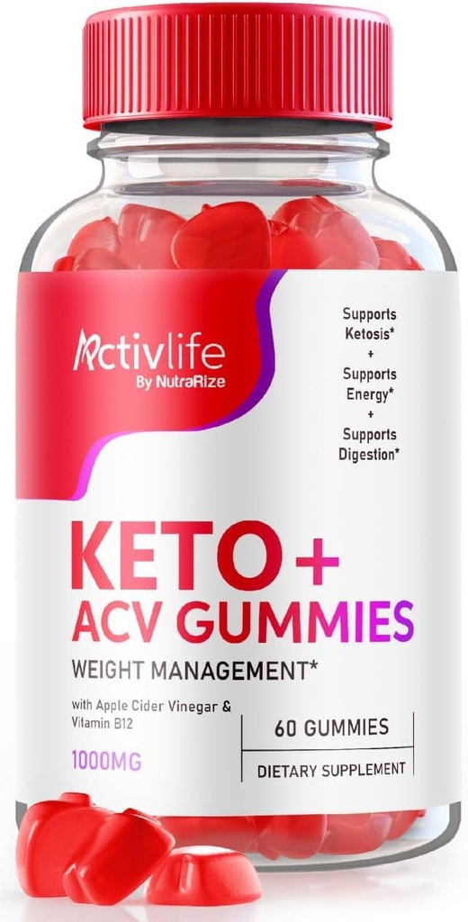 NutraRize ActivLife Keto+ACV Gummies Advanced Weight Los, Effective Slimming Gummies 1000 MG, Gomitas Reviews, (60 Gummies)