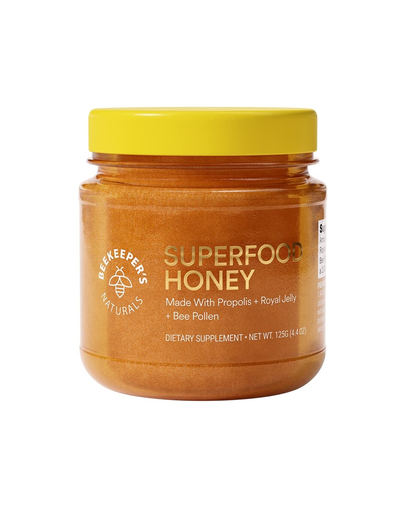 Superfood Honey by Mesinike Naturals - Bee Pollen, Royal Jelly, Propolis, Honey - Natural Energy, Immune Support, vaimne selgus, sportlik sooritus (4,4 oz)