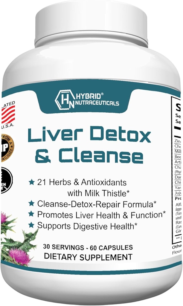 Hübriid Nutraceuticals Maks Puhasta Detox & Remont - Piimaohakas, Artišokiekstrakt, Dandelioni juur