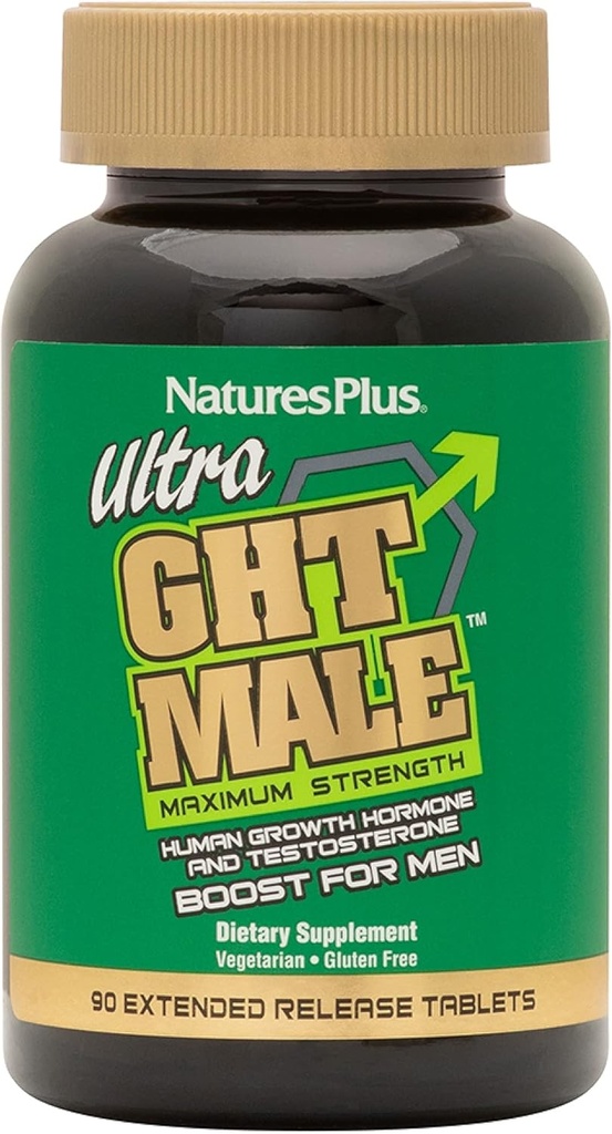 NaturesPlus Ultra GHT Mees - 90 laiendatud vabastavad tabletid - Maksimaalne tugevus Natural inimese kasvuhormooni Boost - Gluteenivaba - 30 Servings