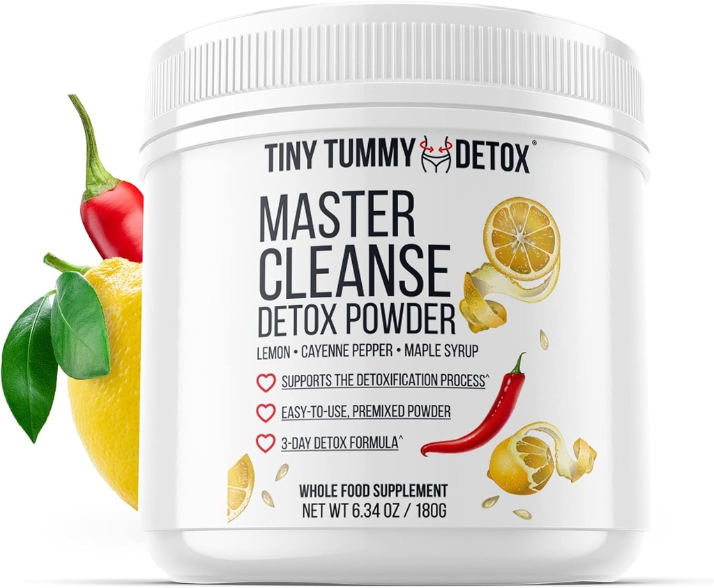 Tiny Tummy Master Cleanse Lemonade Dieet - 3 päeva Juice Puhastage Taimepõhine Detox Pulber Täiendus Sidrun, Maple Syrup ja Cayenne Dieet, 6.34oz Konteiner