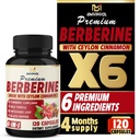 BMVINVOL 6in1 Berberine Supplement koos Ceylon kaneel, Tumeric Juur, piimaohakas, artišokk, must pipar -120 kapslit 4 kuu tarne