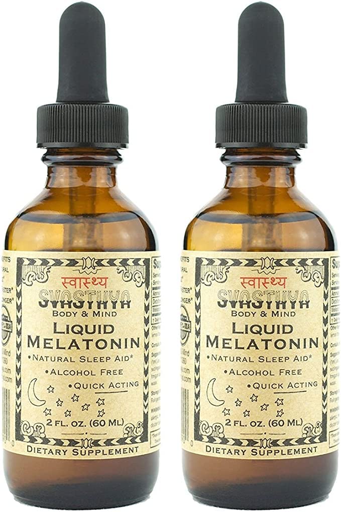 SVASTHYA BODY & MIND Vedel melatoniin - soodustab loomulikku und - Alkoholivaba täiskasvanutele ja lastele, valmistatud USAs, 2 oz, pakend 2