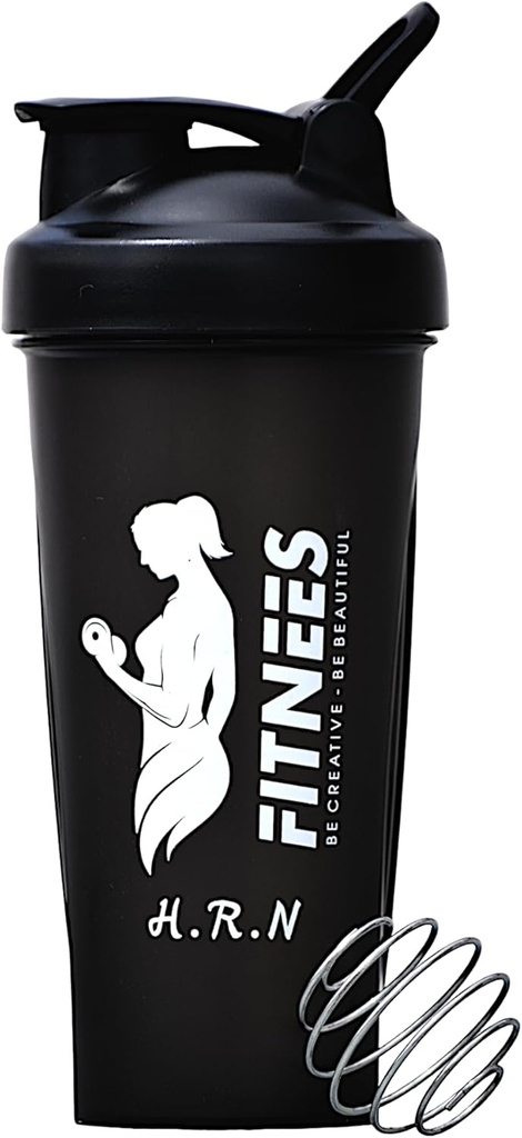 H.R.N 20 Ounce Protein Shaker Bottle for Women, Protein Shaker Bottle, Shaker Bottle Perfect for Pre and Post Workout, Shaker Cup for Protein Drink, Cocktail Shaker Cup | [BLACK].