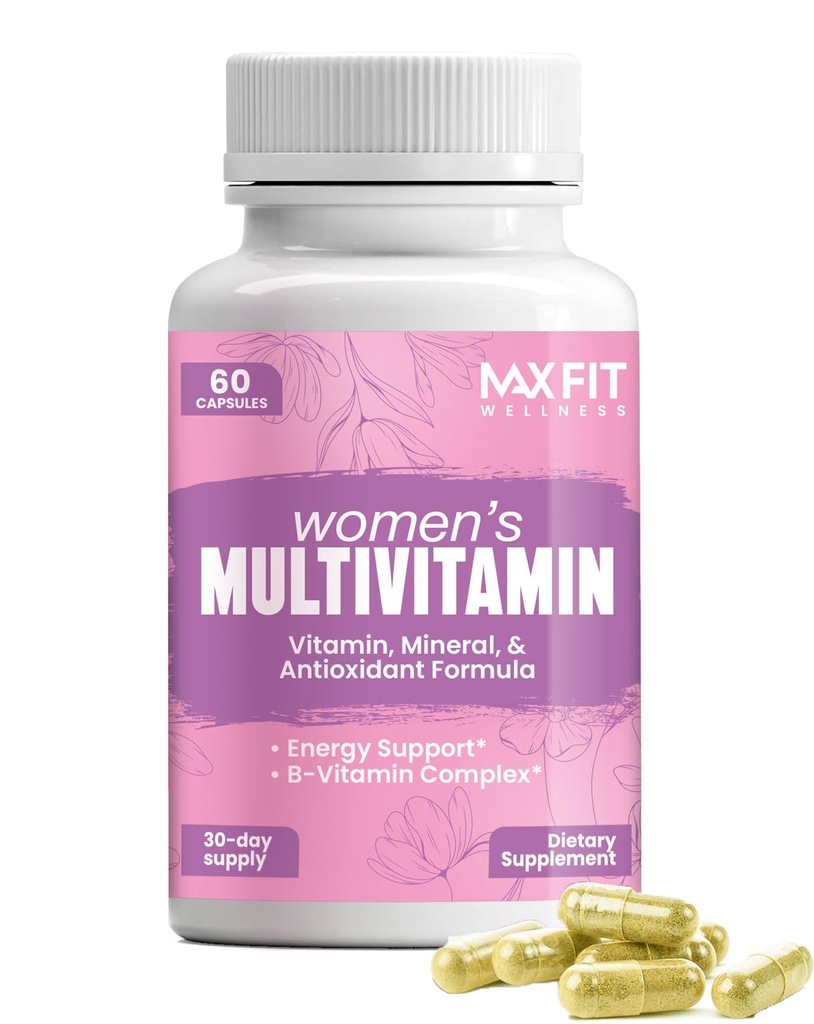 Naiste multivitamiin - täielik multivitamiin naistele 50+ koos oluliste vitamiinidega A, B, C, D, E, Kaltsium ja raud - toetab energiat, meeleolu, juukseid, nahka, küüned ja üldist tervist - 60 kapslit