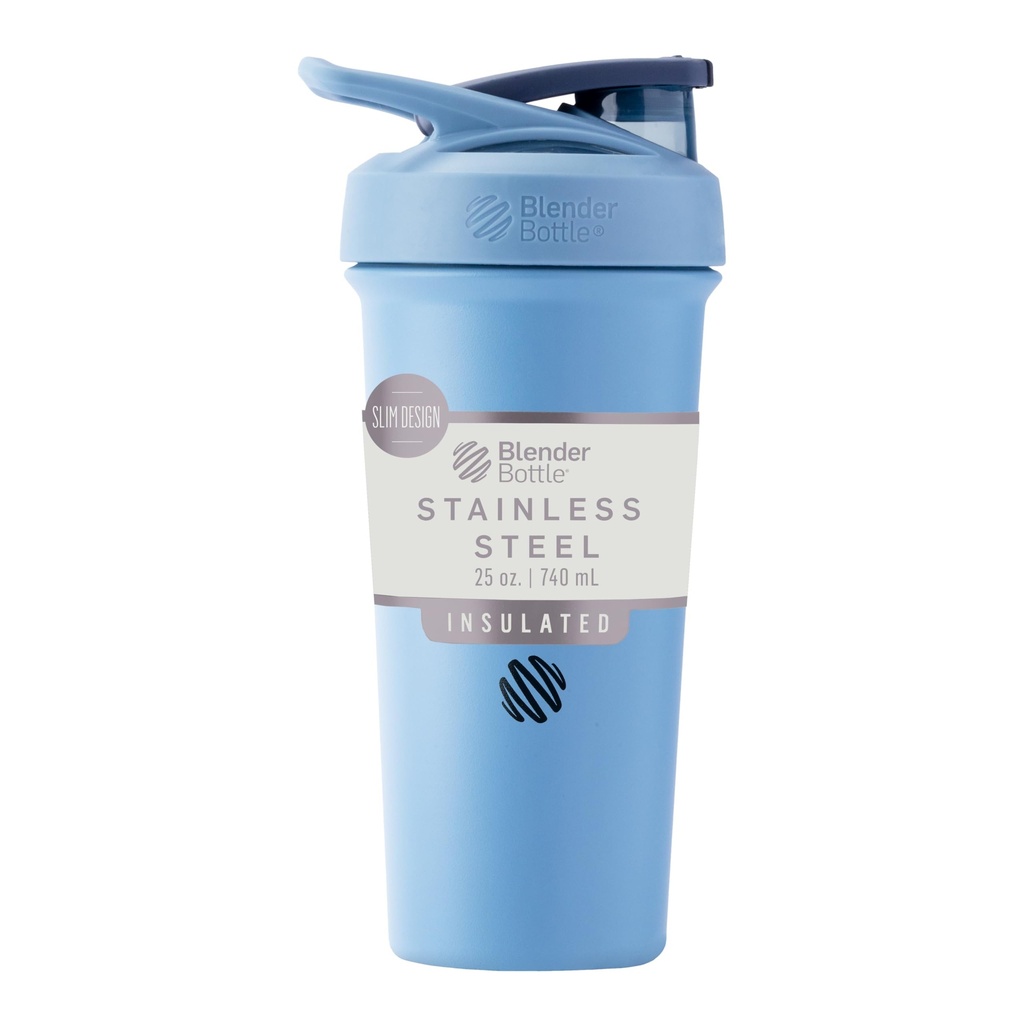 BlenderBottle Sport Sleek Isoleeritud roostevabast terasest raputuspudel traadi viskiga, 25-Ounce, Dusty Blue - Protein Shakes & Hydration sportlastele & Fitness Entusiastid, lihtne segamine, Slim Lihtne hoida, hoiab jooke külmana, lukustatav Lid