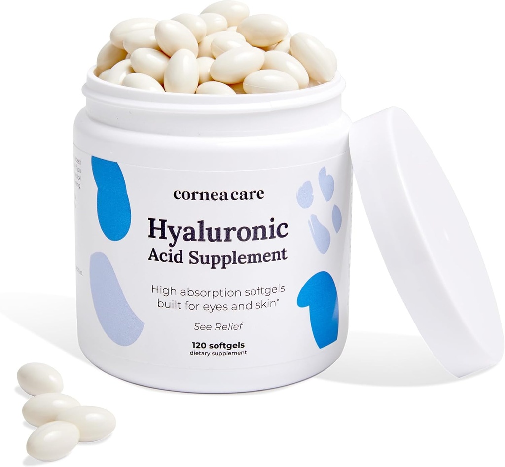 CorneaCare suure imendumisega Hüaluroonhape | Hüaluroonhappe lisandid | Hüdratsioonitabletid | Vananemisvastane toidulisand | Silmavitamiinid | Silmalisandid | 120 Softgels
