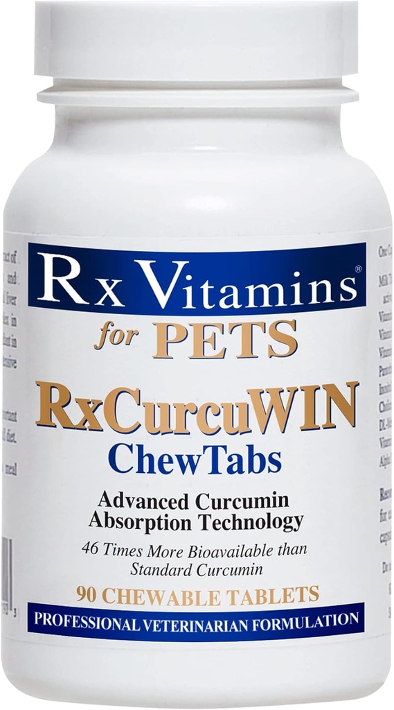 Rx Vitamiinid CurcuWIN kurkumiin lemmikloomadele - Kassi immuuntoetus - Koerte seedetrakti tugi - 90 ct