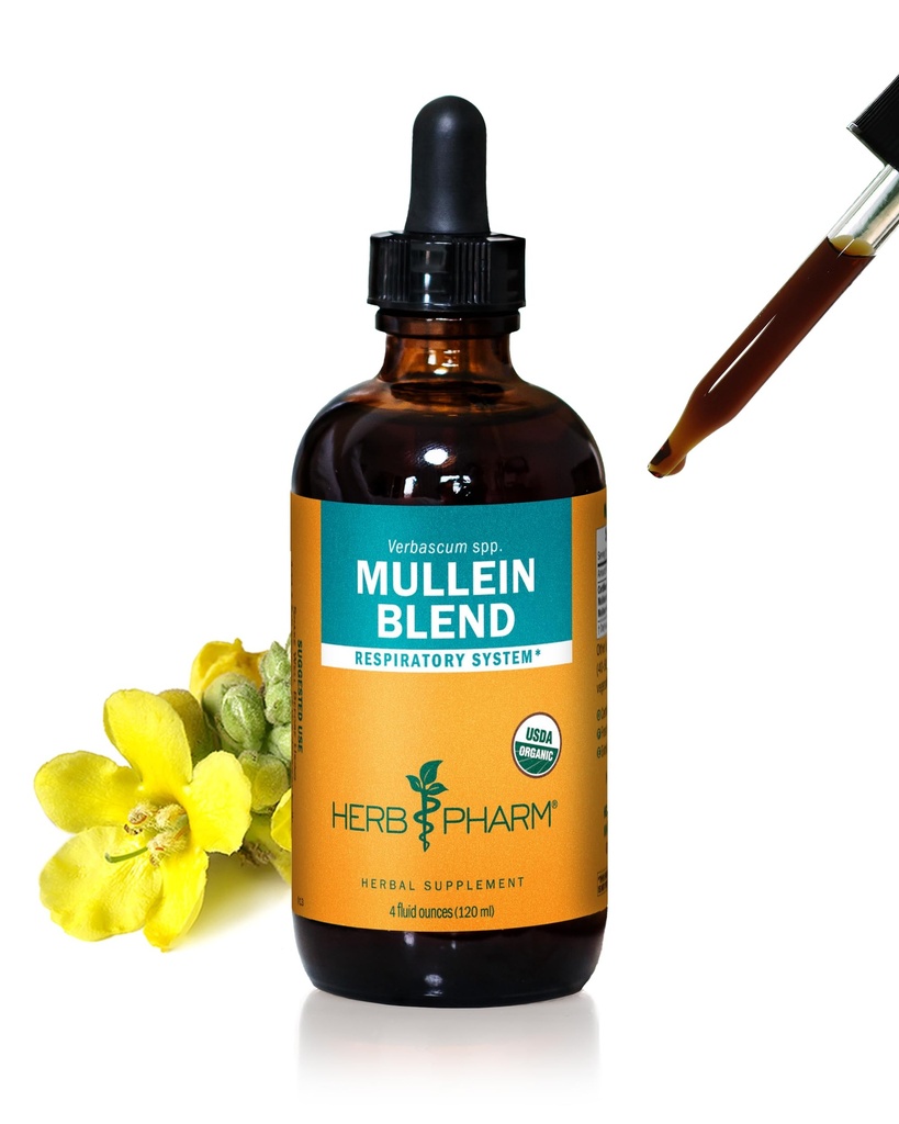 Herb Pharm sertifitseeritud orgaaniline Mullein Blend Vedel Ekstrakt hingamissüsteemi toetuseks - 4 Ounce