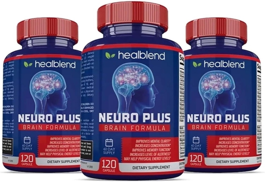 Neuro Plus Brain & Focus valem - Aju võimendaja täiendus, toetab vaimset selgust ja keskendumist - suurendab kontsentratsiooni ja vaimset energiat - 120 kapslit (3 pakendit)
