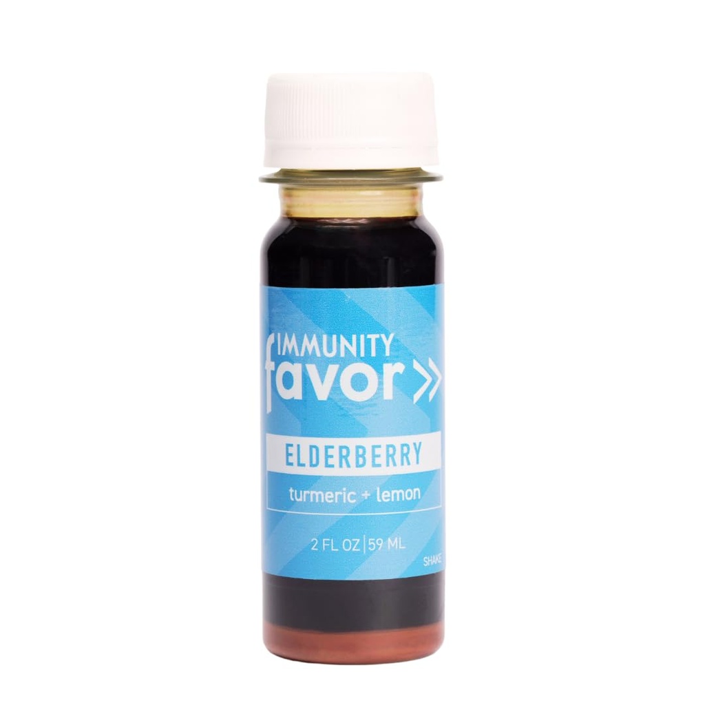 Favor Elderberry Immunity Shot - Natural Wellness Shots kurkum ja sidrun - Joo ja immuunsus Boost, vitamiinid ja toitained, & Daily Wellness - 12 Pack (2oz iga)