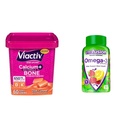 Viactiv Calcium Chews & Vitafusion Omega-3 Gummy Vitamiinid Bundle - 60 Kaltsium Chews luude tervise + 120 Omega-3 Gummies südame tervise jaoks