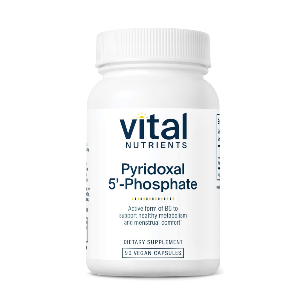 Elutähtsad toitained püridoksaal-5 fosfaat | aktiveeritud vitamiin B6 | Metüülitud B6 ainevahetuse, PMS-i ja menstruaaltoe jaoks * | suure tugevusega P5P täiendus | Gluteen, piimatooted, sojavaba | 90 kapslit