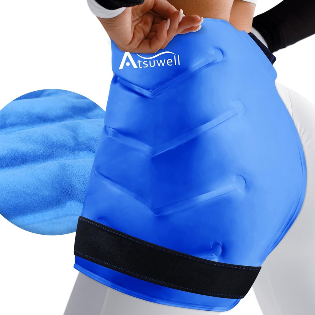 Atsuwell XL Hip Ice Pack Wrap, Gel Cold Pack for hip care, Reusable Ice Pack for hip Replace, Soft Plush Lined Cold Compress for hip, põlv, tagasi, sinine