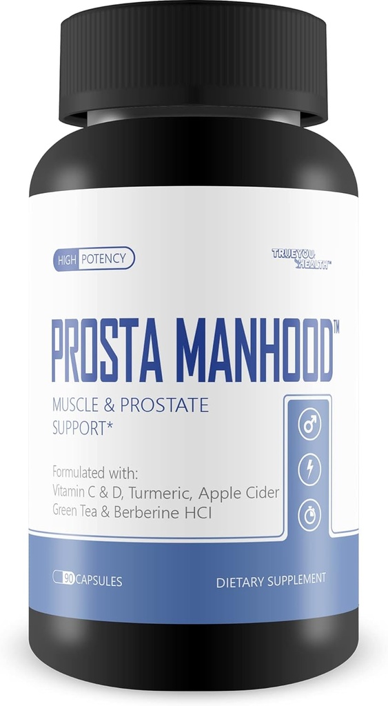 PROSTA MANHOOD - All-in-One eesnäärme tugi - Eesnäärme tervise edendamine - verevoolu toetamine, neerude tervis, normaalne eesnäärme suurus - tervisliku eesnäärme funktsiooni edendamine - tervislik eesnäärme geen