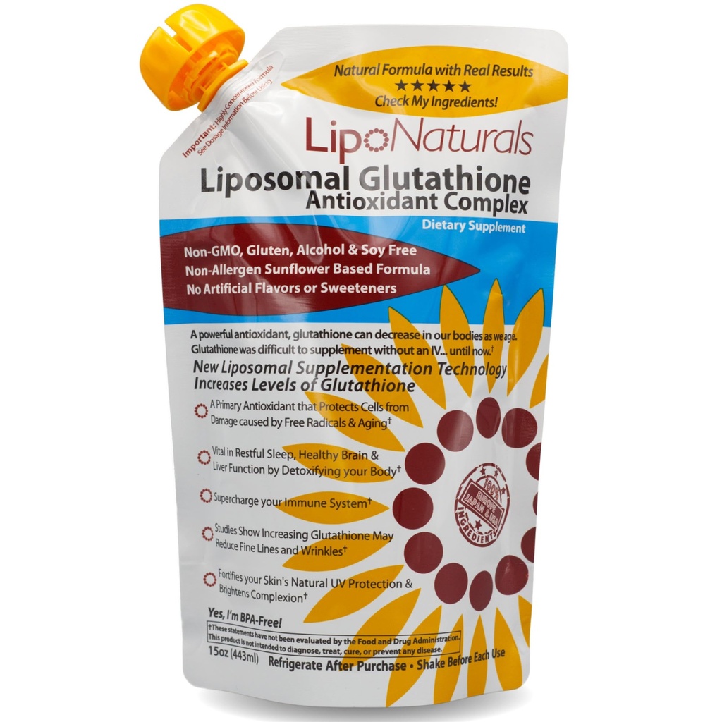 Lipo Naturals Liposomaalne Glutatioonikompleks Vedelik (30 annust) - looduslik valem immuunsus + maksa tervis + vananemisvastane tugi C-vitamiiniga - vegan, Hiina-vaba (15oz / 443 ml)