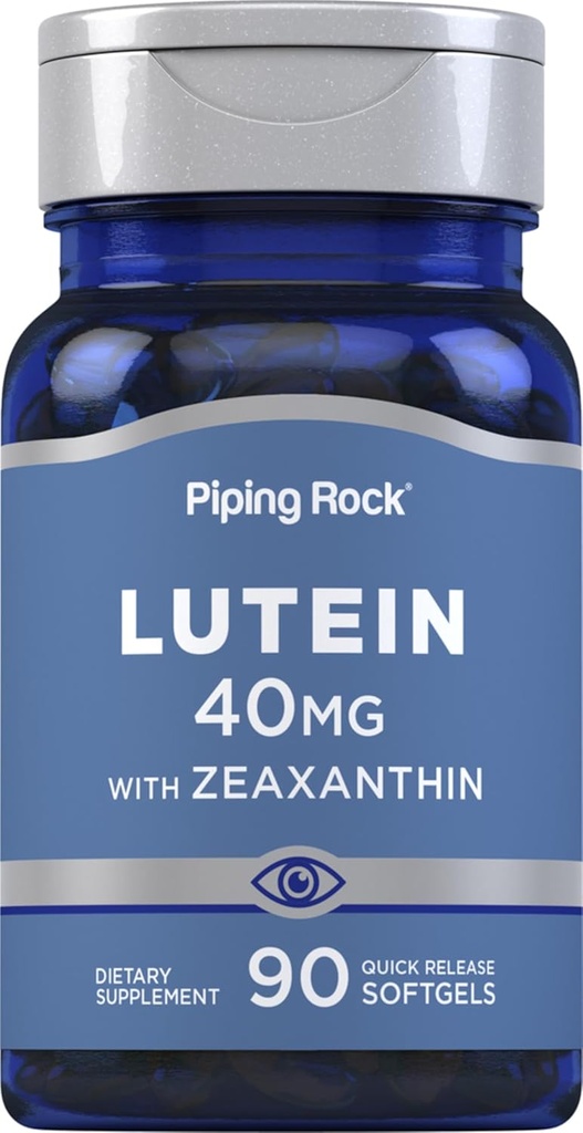Piping Rock Lutein with Zeaxanthin 40mg | 90 Softgels | Eye Health Supplement from Marigold Extract | Non-GMO, Gluten Free
