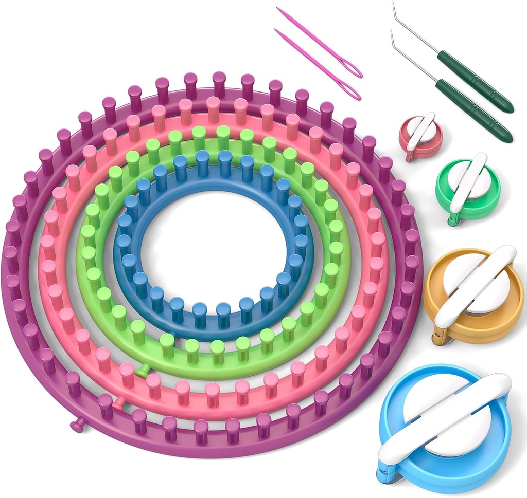 READAEER Round Knitting Looms Set Craft Kit Tool Hook Nõel ja Pompom Maker