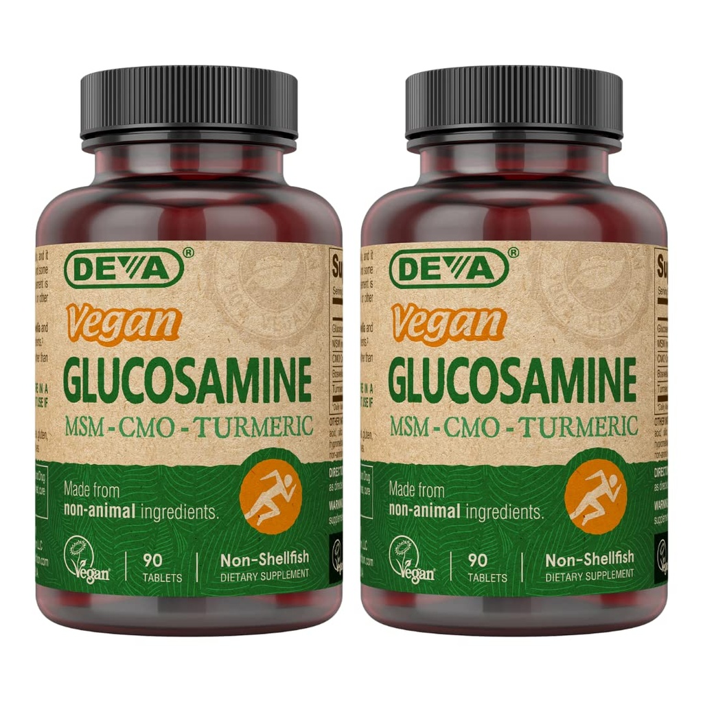 DEVA Vegan Glükosamiin-MSM-CMO & kurkumilisand - Gluteenivaba taimepõhine toidulisand - 90 tabletti (2. pakend)