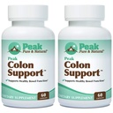 Peak Pure & Natural Colon Support - Colon Cleanse ja Detox Supplement for Seedetrakti Tervis - Soolestiku Tervisetoetus Inuliini ja Senna Leafi ekstraktidega - Fiber, Prebiootikumid ja probiootikumid - 2 Pack