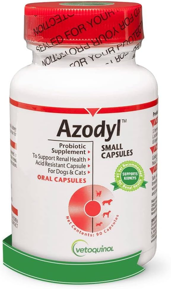 Vetokinool Azodyl Neerude tervise täiendus koertele ja kassidele, 90ct - probiootiline lemmikloomade heaolu - aitab toetada neerufunktsiooni ja hallata neerutoksiine - Neeruhoolduse täiendus - kergesti neelatavad väikesed kapslid