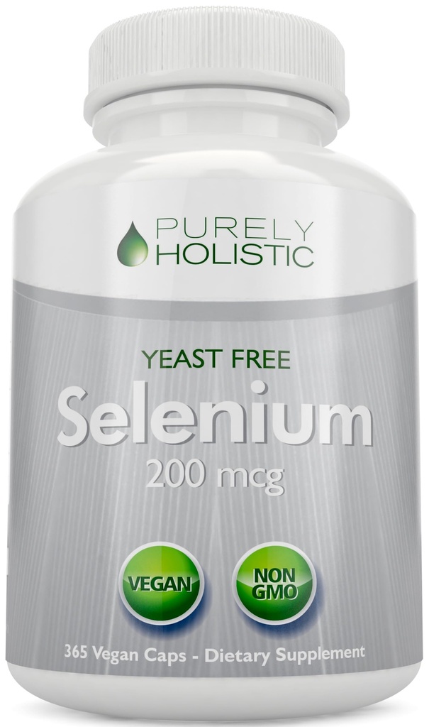 Selenium 200mcg - 365 vegankapslit, mis ei ole tabletid - puhas ja pärmivaba L-selenometioniin parema imendumise jaoks - kilpnäärme, südame ja immuunsüsteemi tugi - antioksüdantide jälje mineraal - valmistatud USA-s