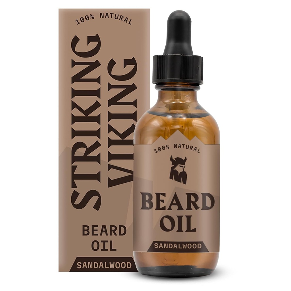 Viking Sandalwoodi habemeõli meestele - 2 Fl Oz, Sandalwoodi lõhn - looduslik hüdrateerimine ja pehmendav habemehooldus argaani, Jojoba, mandli ja teepuuga - mitteraske, kiiresti imenduv valem