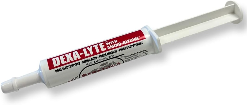 Dexa-Lyte - Premium elektrolüüt ja aminohappe energia võimendus hobustele. Harjutusest, dehüdratsioonist ja äärmuslikust ilmast kadunud mineraalide kiire täiendamine. Kergesti manustatav süstel.
