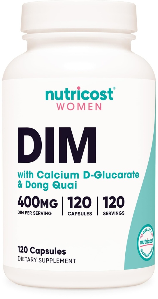 Nutrikost diindoüülmetaan DIM täiendus naistele 400mg, 120 kapslit, Dong Quai, Kaltsium & Black Cohosh - Vegan, Non-GMO ja Gluteenivaba