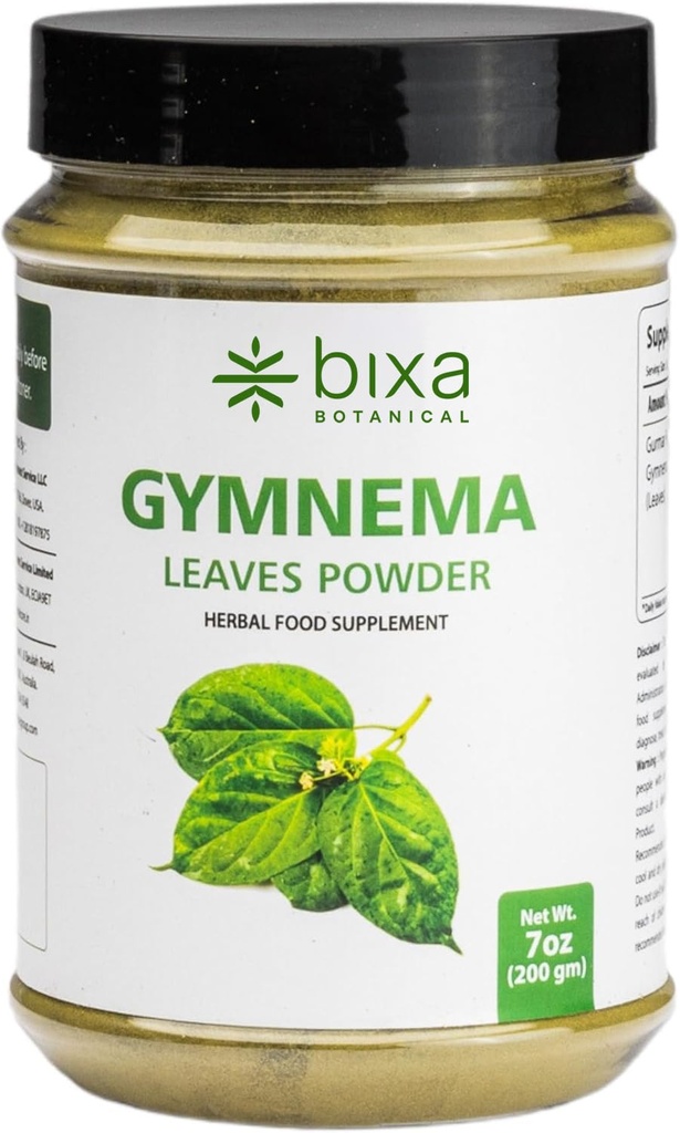 bixa BOTANICAL Gymnema Leaf Powder (Gudmar, Shardunika) 7 Oz/ 200 GRM | Seedetrakti stimulant | Natural Taimne Supplement