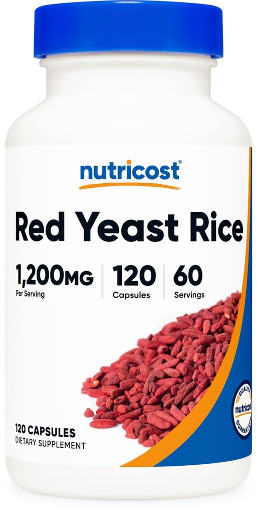 Nutricost Red Yeast Rice 1200mg, 120 kapslit - 60 Serv, Veggie Caps, Non-GMO, Gluteenivaba