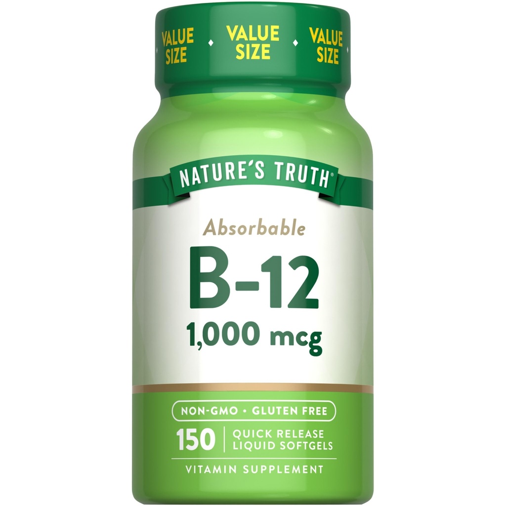 Looduse Tõde Vitamiin B12 | 1000 mcg | 150 Softgels | Mitte-GMO & Gluteenivaba toidulisand