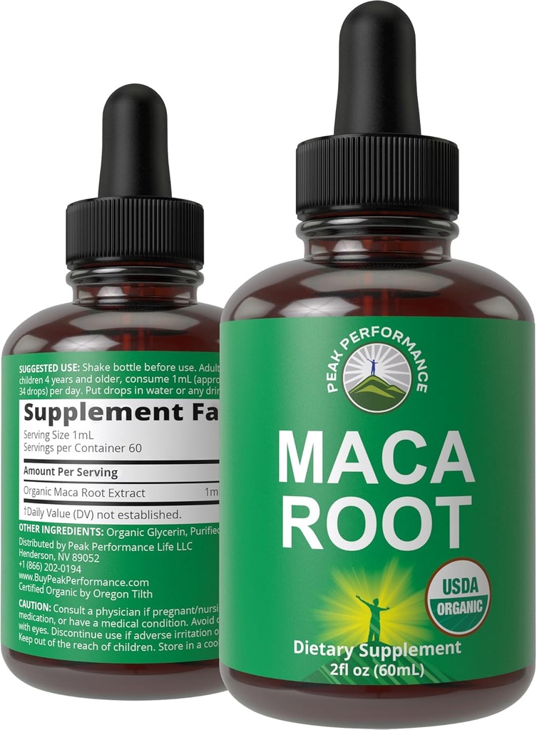 Maca Juur Vedelik tilgad, USDA Orgaaniline Vegan ekstrakti täiendus naistele ja meestele. Maca energia, vastupidavuse ja meeleolu toetamiseks. Nullsuhkur, gluteenivaba, kapsliteta