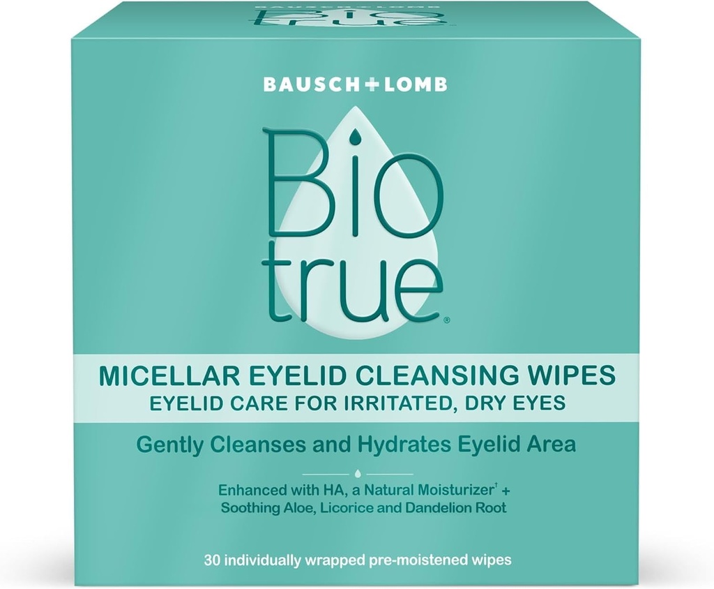 Biotrue Micellar Eyelid Care ärritunud ja kuiva silma puhastusvahendid, alates Bausch + Lomb, Multi, 30 Count