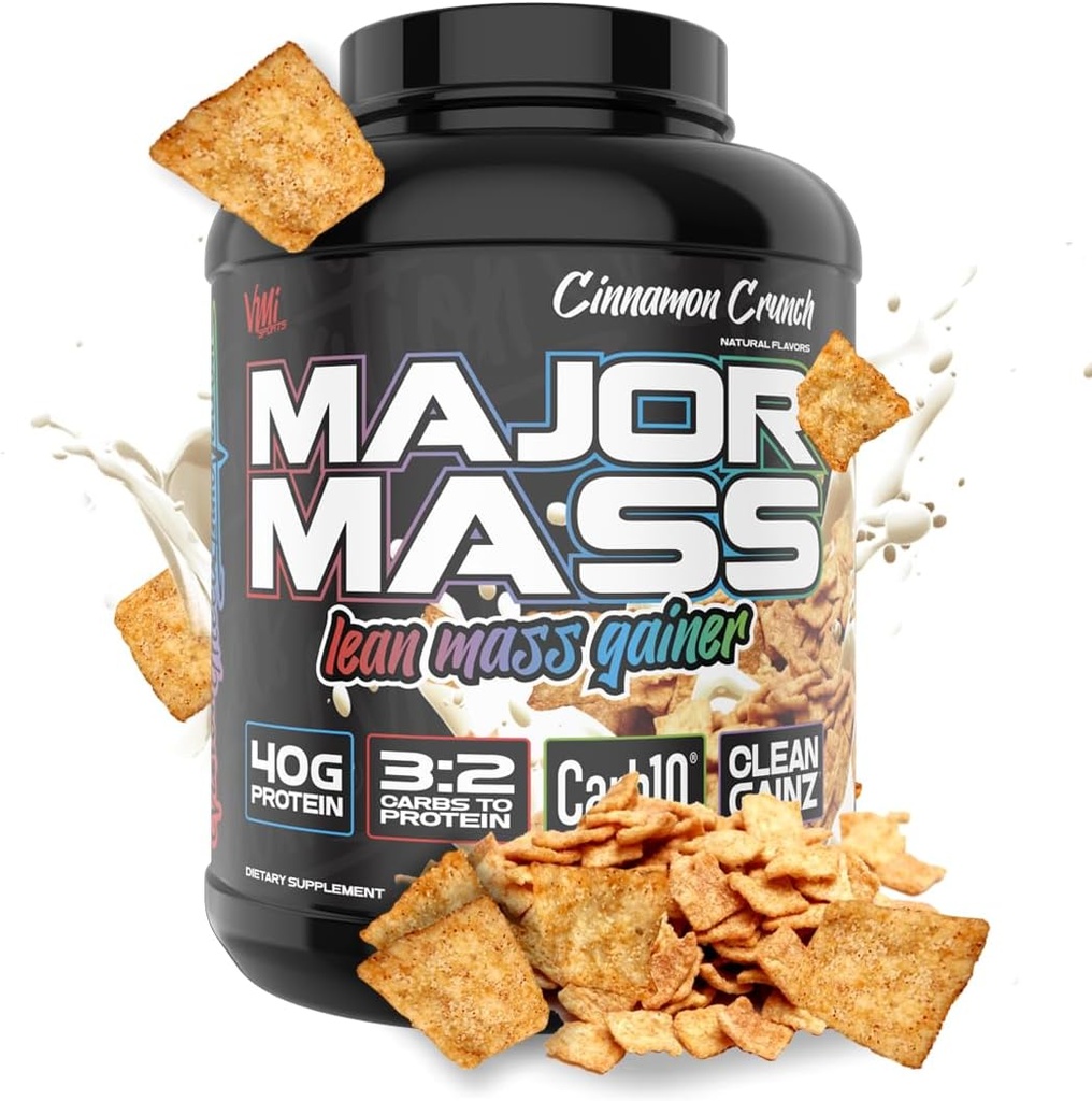 VMI Sports | Major Mass Lean Mass Gainer | Mass Gainer Protein Pulber lihaste kasvu | Kaal Gainer Protein Pulber meestele | Kaal Gainer naistele (Cinnamon Crunch, 4 naela)