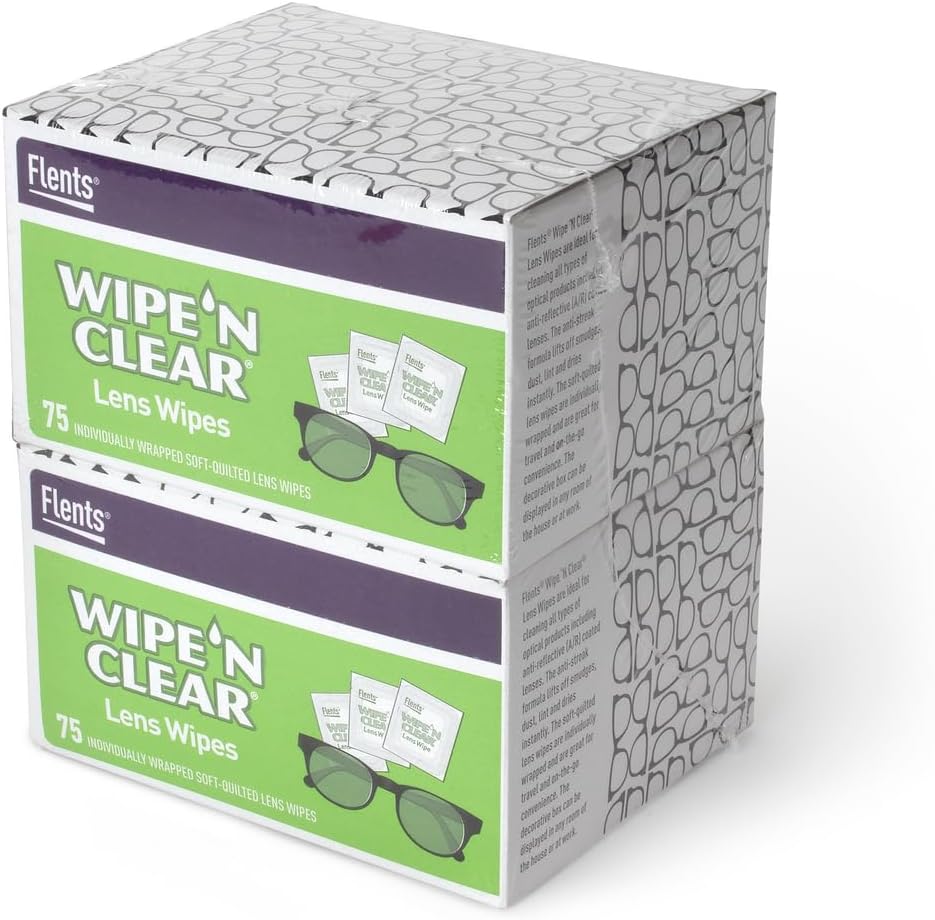Flents Lens pühkida, pühkida 'N selge, 150 krahv, eelnevalt niisutatud, vööt-vaba, ohutu prillid, päikeseprillid, õrn puhastamine, selge nägemus, individuaalselt pakitud reisimiseks ja mugavuseks, valmistatud USA-s