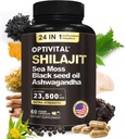 Pure Himalayan Organic Shilajit meestele ja naistele Sea Sammal, Black Seed Oil, Ashwagandha, Rhodiola & Burdock, Ginseng Cordyceps & Biloba, Nettle & Turmeric (No Fillers) (60 Caps)