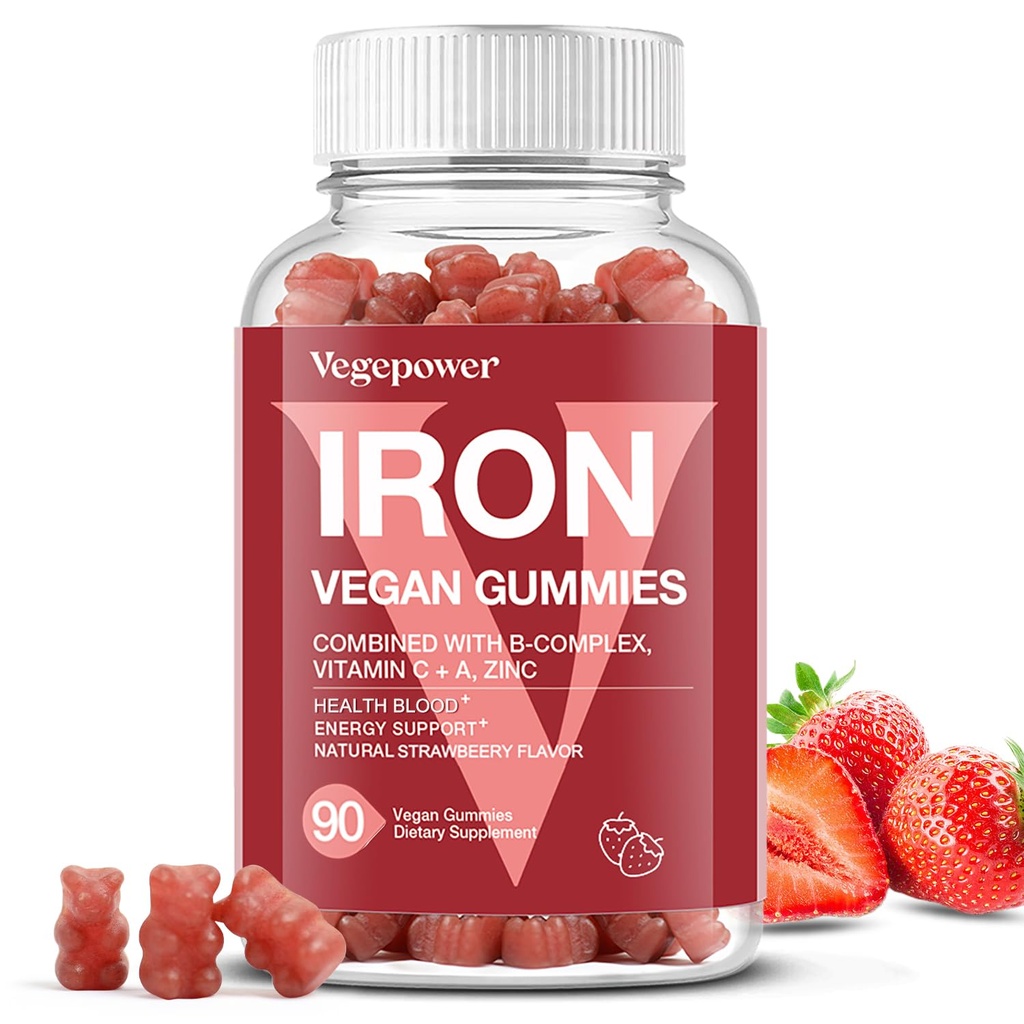 Raudkummide täiendused naistele ja lastele - multivitamiin C-vitamiiniga energia toetamiseks, suurepärane maitsmine Raudkummi vitamiinid C-vitamiiniga Maxi imendumiseks - Vegan, maasika 90 krahv