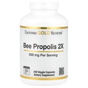 California Gold Nutrition Bee Propolis 2X Potency, kontsentreeritud ekstrakt 500 mg, mis vastab 1000 mg looduslikule propolisele, toetab immuunsüsteemi tervist ja elujõudu *, 240 Veggie kapslit