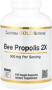 California Gold Nutrition Bee Propolis 2X Potency, kontsentreeritud ekstrakt 500 mg, mis vastab 1000 mg looduslikule propolisele, toetab immuunsüsteemi tervist ja elujõudu *, 240 Veggie kapslit